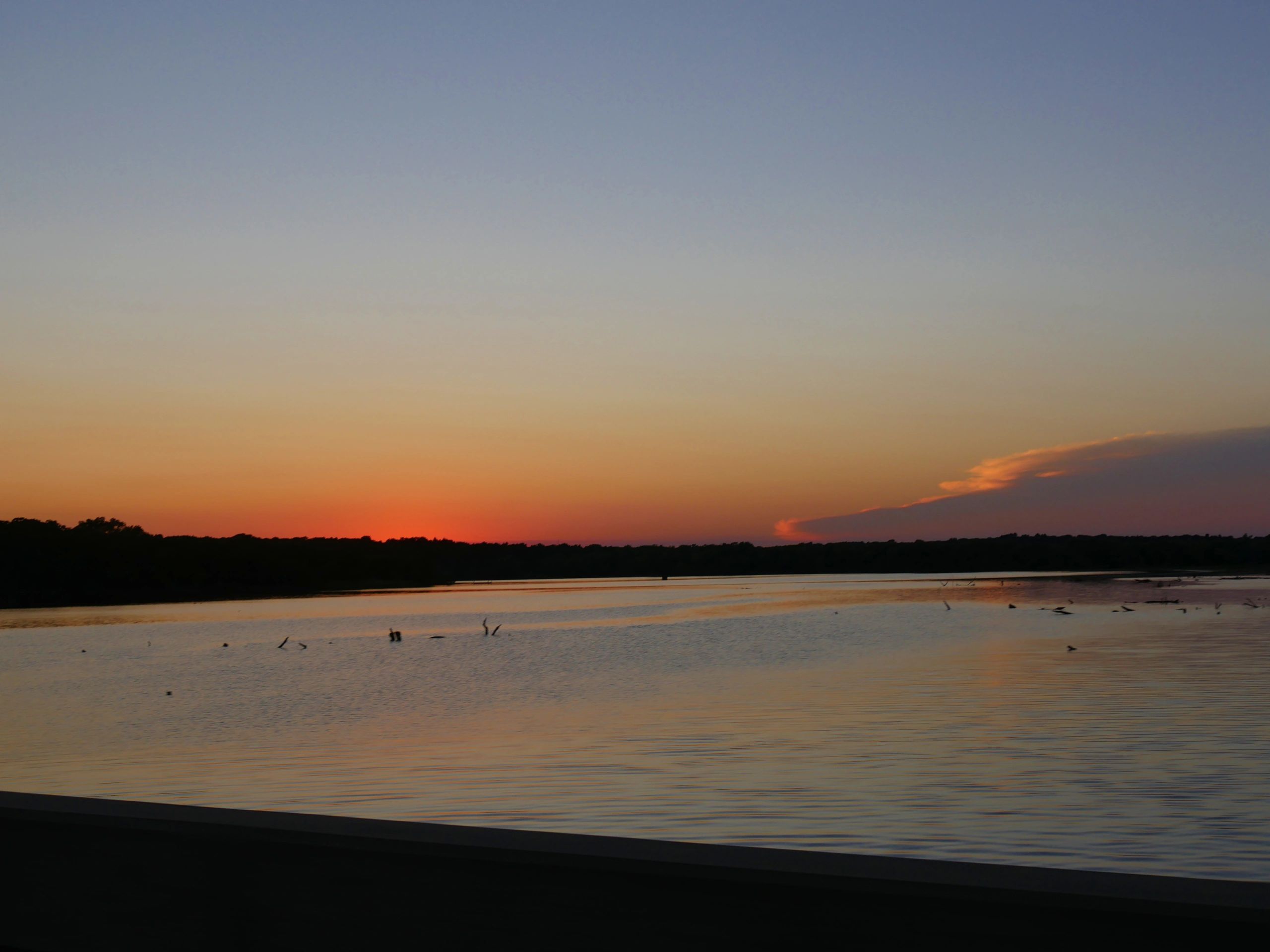 Sunset over a lake near Denison, Texas
