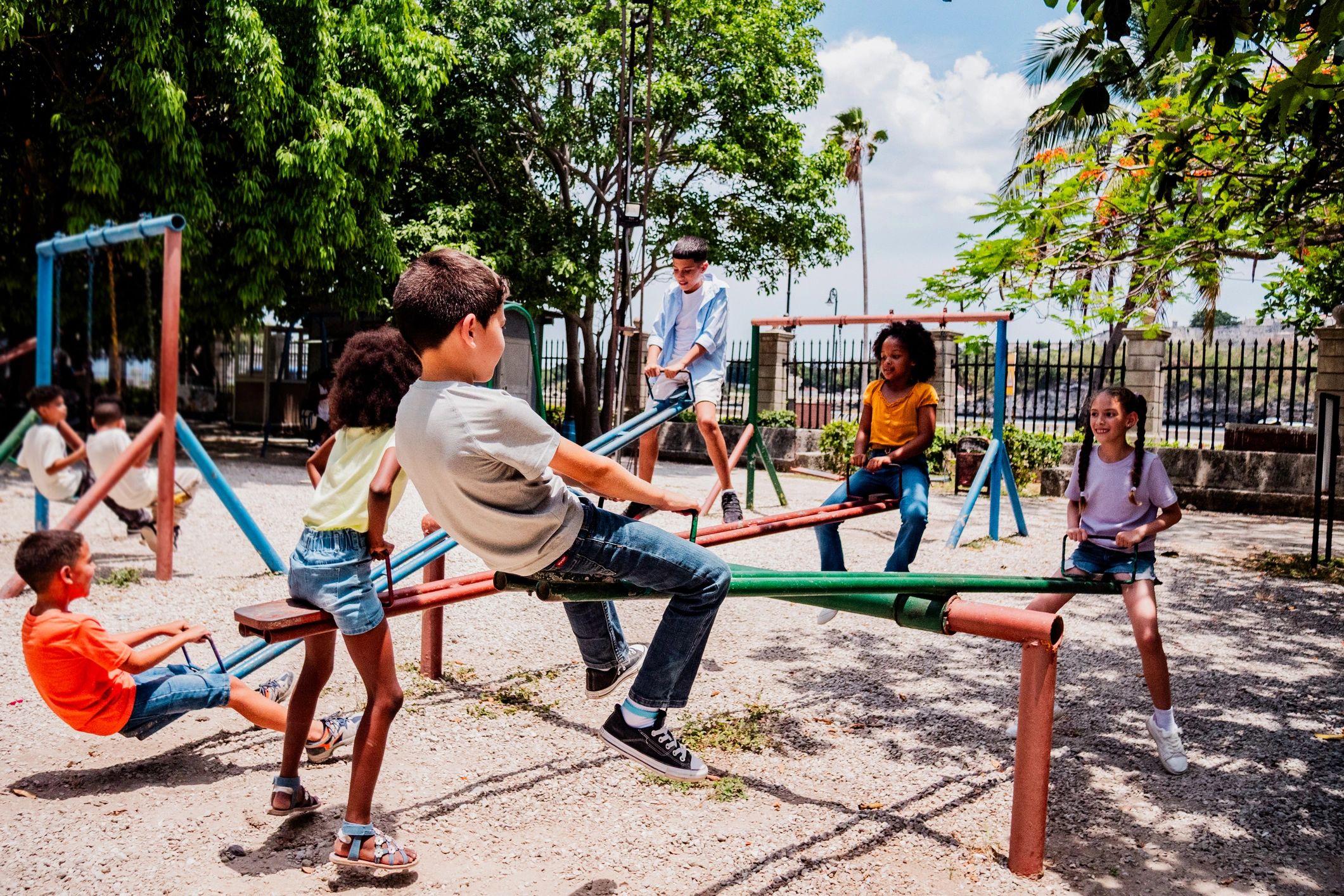 Kids playing at a neighborhood park