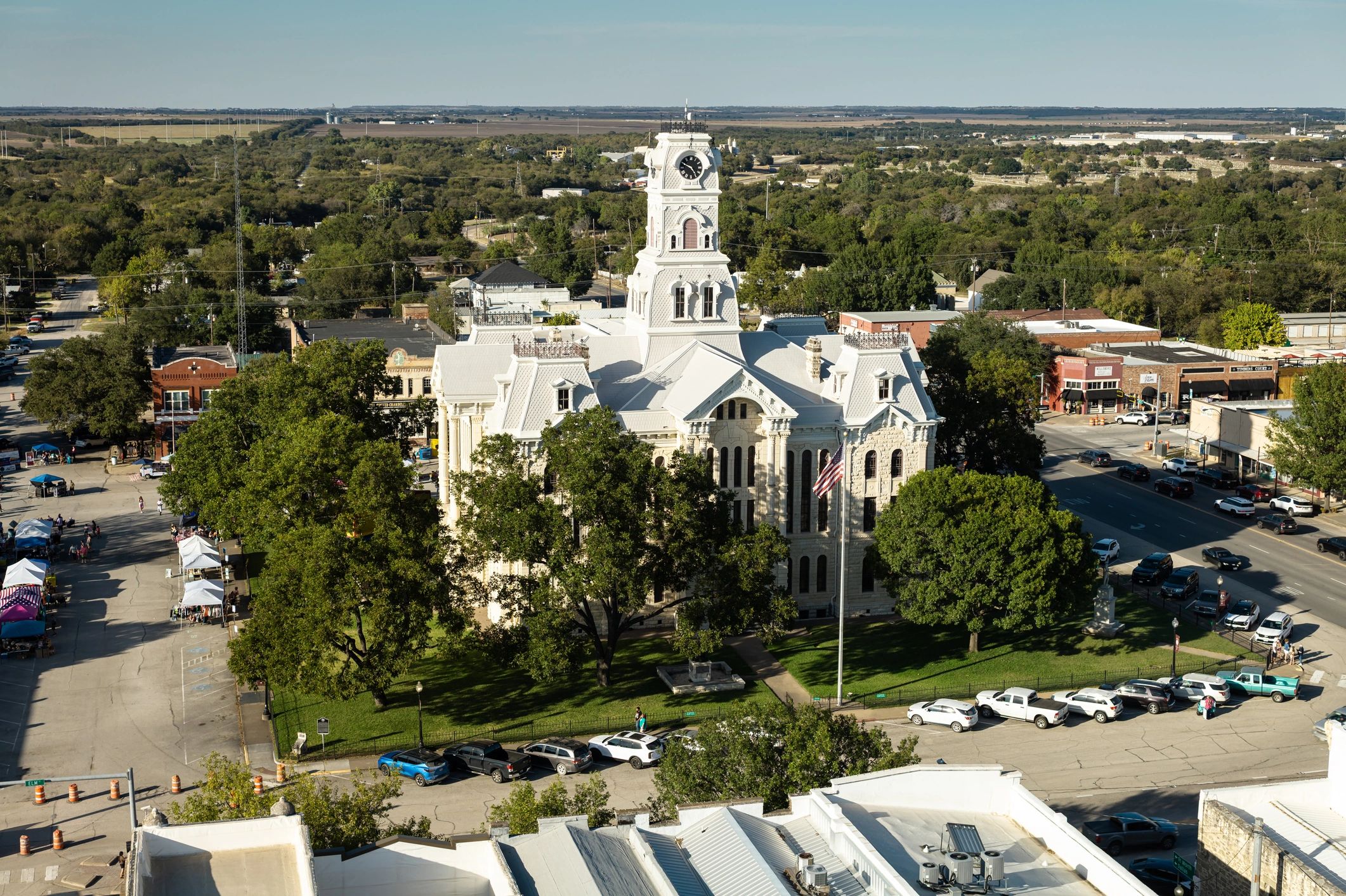 Historic courthouse streetscape in a Texas town